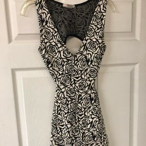 Black white rose dress